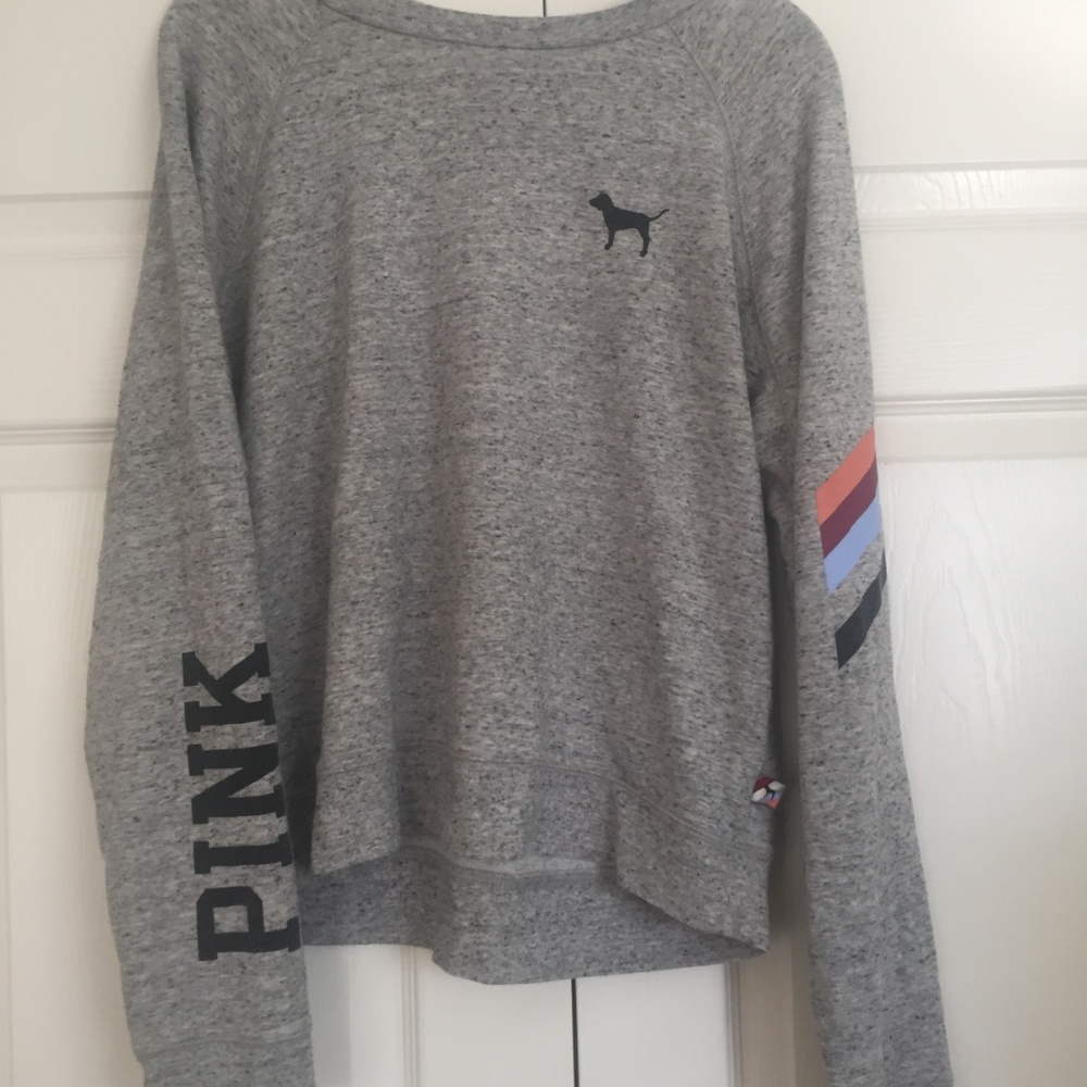 victorias secret pink grey long sleeve sweater